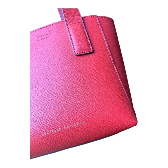 Loeffler Randall Ribbon Mini Leather Shopper Persimmon Red Convertible Crossbody - Picture 9 of 16